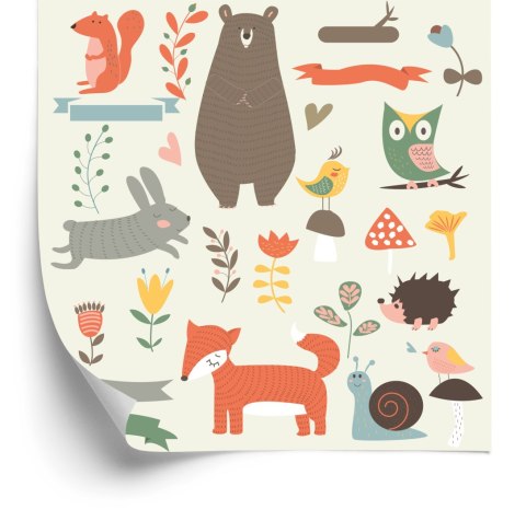 Tapeta Dla Dzieci - Szczęśliwe Leśne Zwierzęta