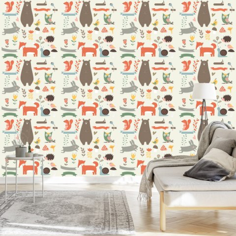 Tapeta Dla Dzieci - Szczęśliwe Leśne Zwierzęta