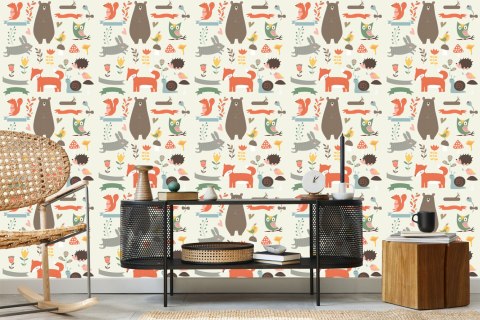 Tapeta Dla Dzieci - Szczęśliwe Leśne Zwierzęta