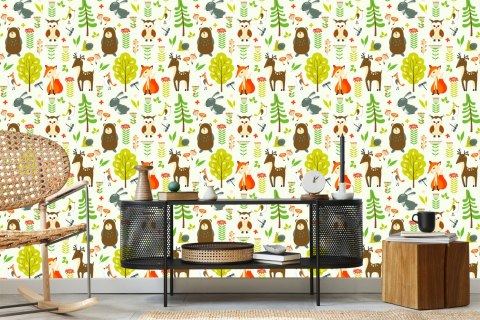 Tapeta Dla Dzieci - Szczęśliwe Leśne Zwierzęta