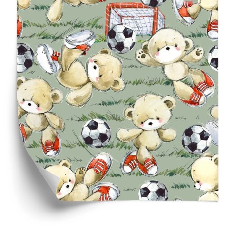 Tapeta Dla Dzieci - Urocze Misie - Piłkarze