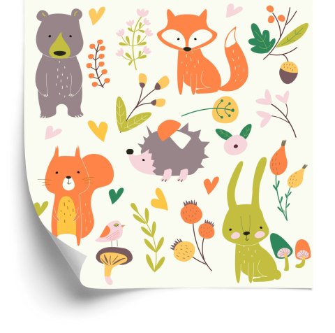 Tapeta Dla Dzieci - Wesołe Zwierzęta Leśne