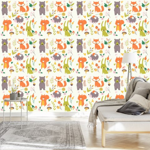 Tapeta Dla Dzieci - Wesołe Zwierzęta Leśne