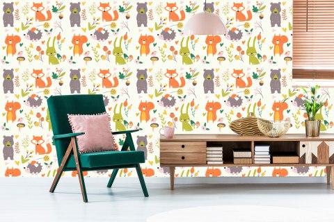 Tapeta Dla Dzieci - Wesołe Zwierzęta Leśne