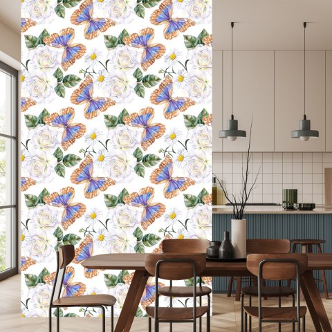 Tapeta Do Kuchni, Róże Kwiaty Zieleń Motyle Natura