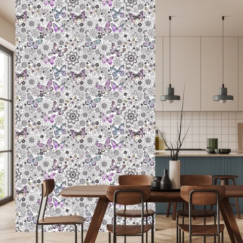 Tapeta Do Pokoju Dziecka, Motyle, Kwiaty, Liście