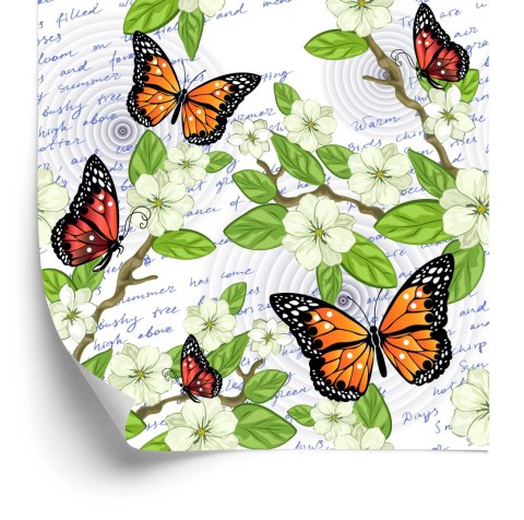 Tapeta Motyle, Kwiaty, Liście, Gałęzie, Do Salonu