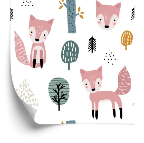 Tapeta Różowe Liski W Lesie