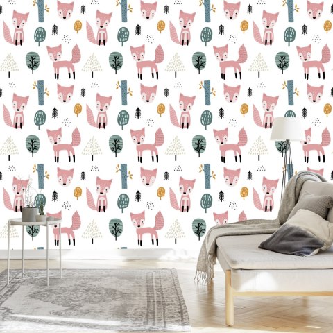 Tapeta Różowe Liski W Lesie