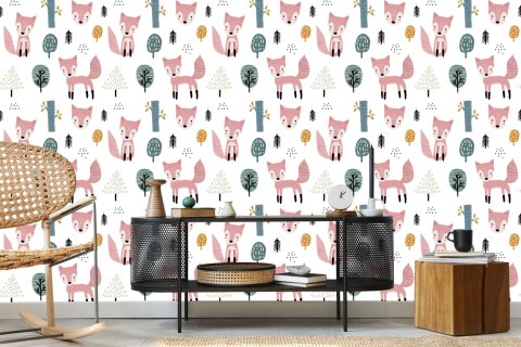 Tapeta Różowe Liski W Lesie