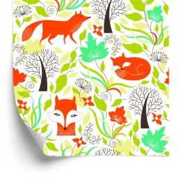 Tapeta Rysowane Lisy W Lesie