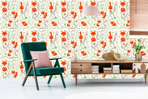 Tapeta Urocze Liski Z Roślinami