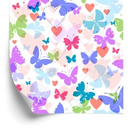 Tapeta W Kolorowe Motyle, Serca, Pokój Dziecięcy