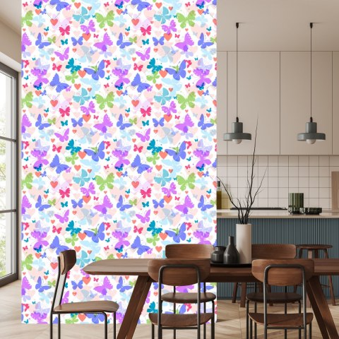 Tapeta W Kolorowe Motyle, Serca, Pokój Dziecięcy
