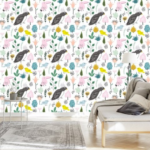 Tapeta Dla Dzieci - Kolorowe Ptaszki W Dżungli