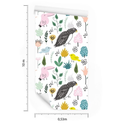 Tapeta Dla Dzieci - Kolorowe Ptaszki W Dżungli