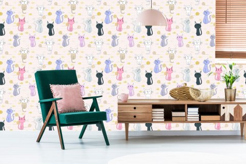 Tapeta Dla Dzieci - Kotki I Rybki