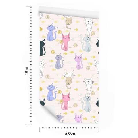 Tapeta Dla Dzieci - Kotki I Rybki