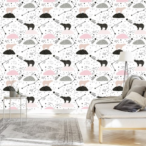 Tapeta Dla Dzieci - Niedźwiedzie I Gwiazdy