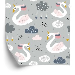 Tapeta Dla Dzieci - Śpiące Jednorożco - Łabędzie