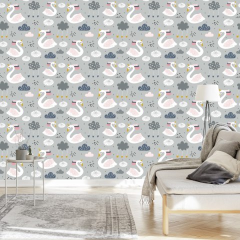 Tapeta Dla Dzieci - Śpiące Jednorożco - Łabędzie