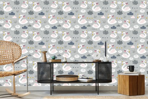 Tapeta Dla Dzieci - Śpiące Jednorożco - Łabędzie