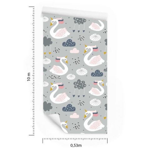 Tapeta Dla Dzieci - Śpiące Jednorożco - Łabędzie