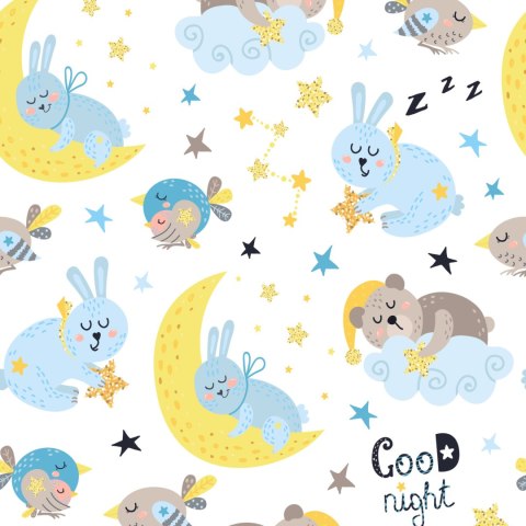 Tapeta Dla Dzieci - Śpiące Zwierzątka