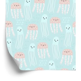 Tapeta Dla Dzieci - Wesołe Meduzy W Stylu Skandynawskim