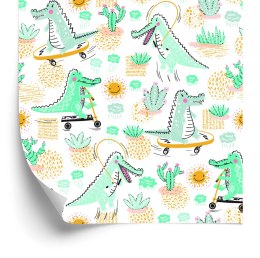 Tapeta Do Pokoju Dziecka Krokodyle Rośliny Słońce