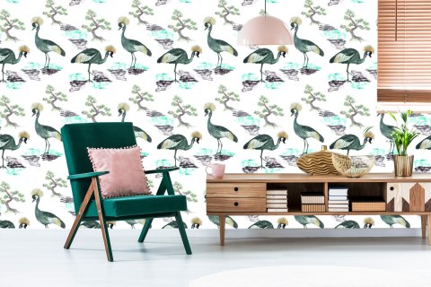 Tapeta - Piękne Ptaki I Kwiaty