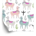Tapeta Kolorowa W Lamy, Zwierzęta, Pokój Dziecięcy