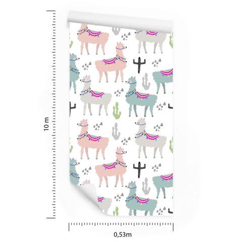 Tapeta Kolorowa W Lamy, Zwierzęta, Pokój Dziecięcy