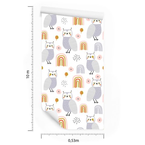 Tapeta Sowy Kwiaty Liście