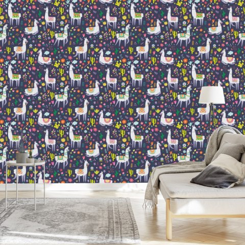 Tapeta Z Lamami, Kaktusy, Rośliny, Pokój Dziecięcy