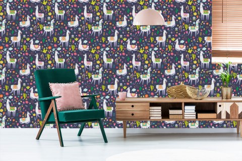 Tapeta Z Lamami, Kaktusy, Rośliny, Pokój Dziecięcy