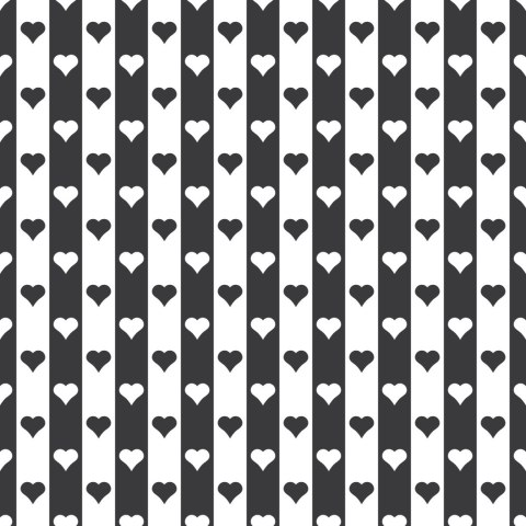 Tapeta Czarno - Białe Paski I Serduszka