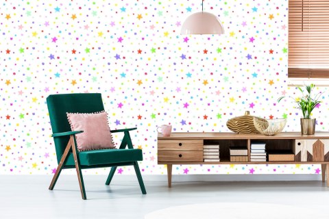 Tapeta Dla Dzieci - Kolorowe Gwiazdki, Kropki
