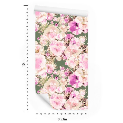 Tapeta Kolorowe Kwiaty - Akwarela Vintage