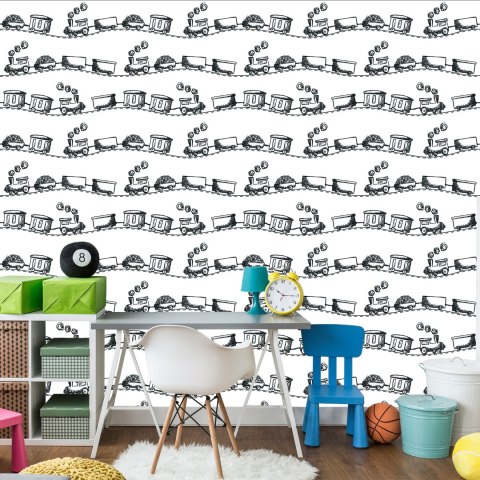 Tapeta Rysowana Czarno-Biała Kolejka