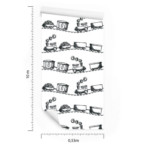 Tapeta Rysowana Czarno-Biała Kolejka