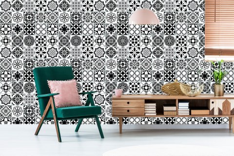 Tapeta Czarno - Biała Śródziemnomorska Mozaika