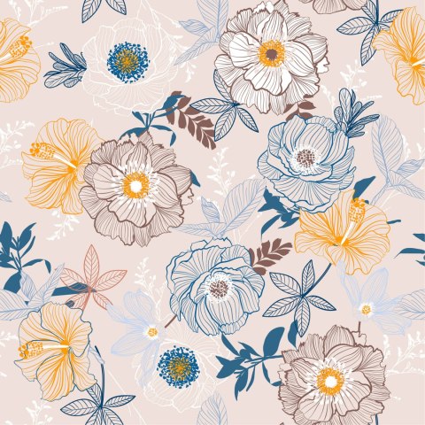 Tapeta Delikatne Kolorowe Kwiaty