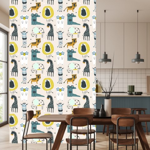 Tapeta Dla Dzieci - Dzikie Zwierzątka W Stylu Skandynawskim