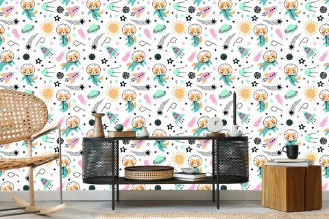 Tapeta Dla Dzieci - Wesołe Liski W Kosmosie