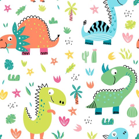 Tapeta Dla Dzieci - Zabawne Dinozaury Jak Z Kreskówki