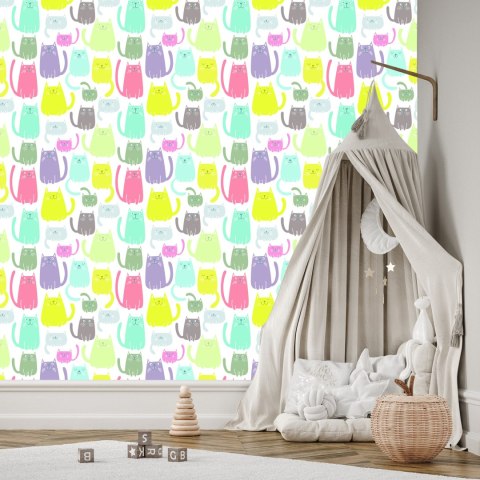 Tapeta Dla Dzieci - Kolorowe Wesołe Kotki