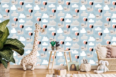 Tapeta Dla Dzieci-Kotki I Baloniki