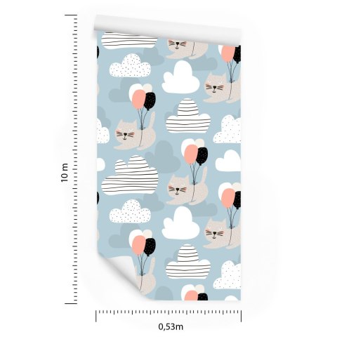 Tapeta Dla Dzieci-Kotki I Baloniki