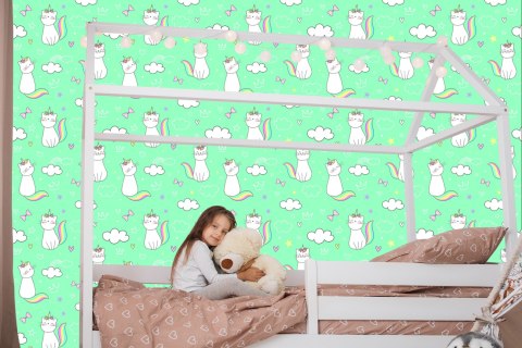 Tapeta Dla Dzieci - Tęczowe Kotki